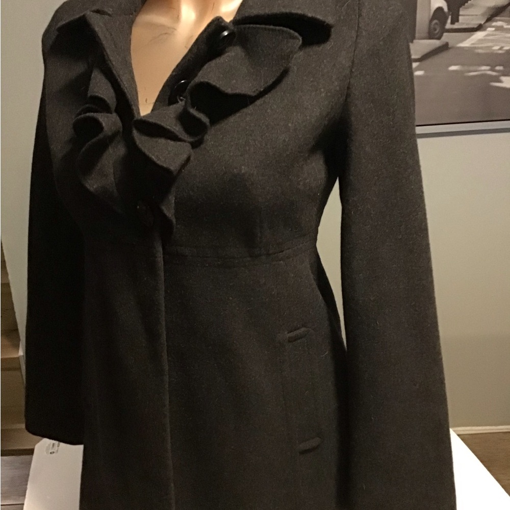 Old Navy Black Ruffle Trench Coat
